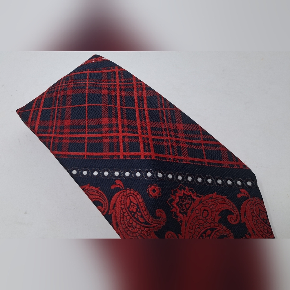 Yves Saint Laurent Vintage Neck Tie Tartain Plaid Paisley Striped 70s 80s 55" - Picture 15 of 15